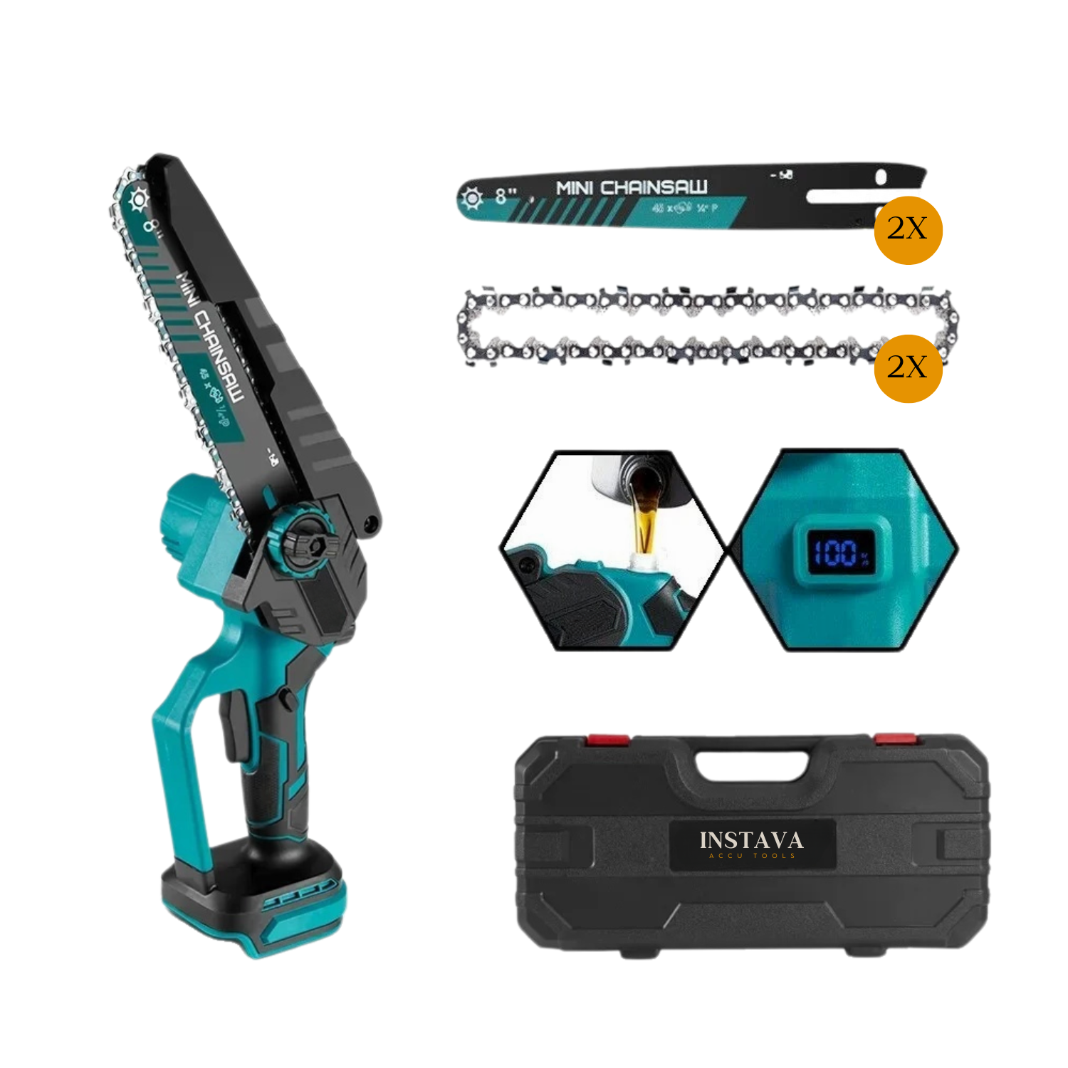 Mini Kettingzaag - Geschikt Voor Makita LXT 18v Accu - Incl. Opbergkoffer - Zonder Accu