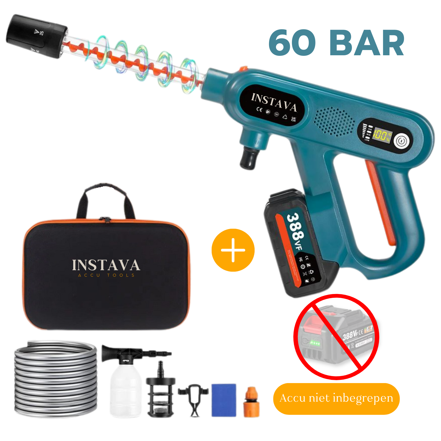 Accu hogedrukreiniger - Geschikt Voor Makita LXT 18v Accu - 6-1 Draadloze Hogedrukreiniger 60bar - Zonder Accu