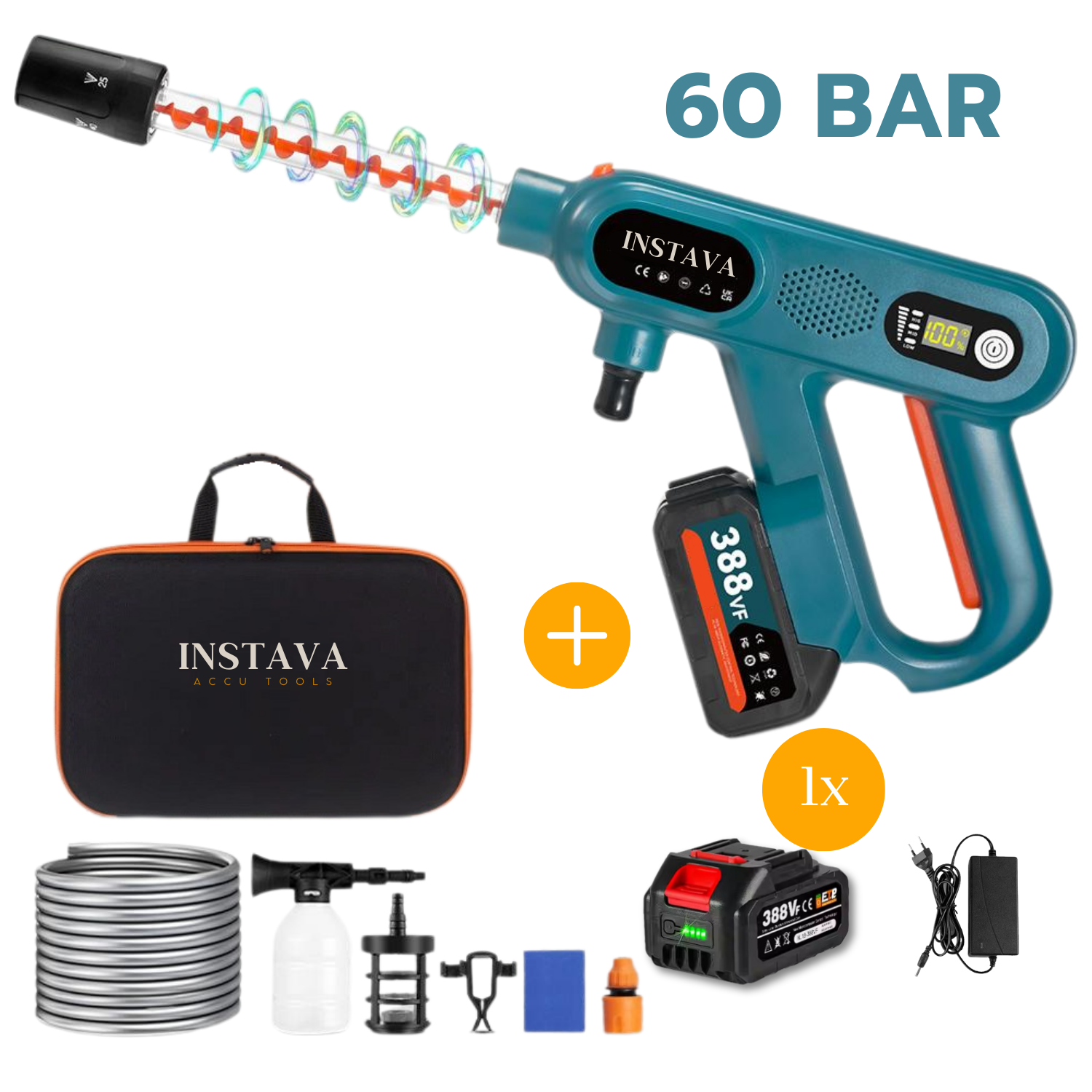 Accu hogedrukreiniger - Geschikt Voor Makita LXT 18v Accu - 6-1 Draadloze Hogedrukreiniger 60bar - 1x Accu