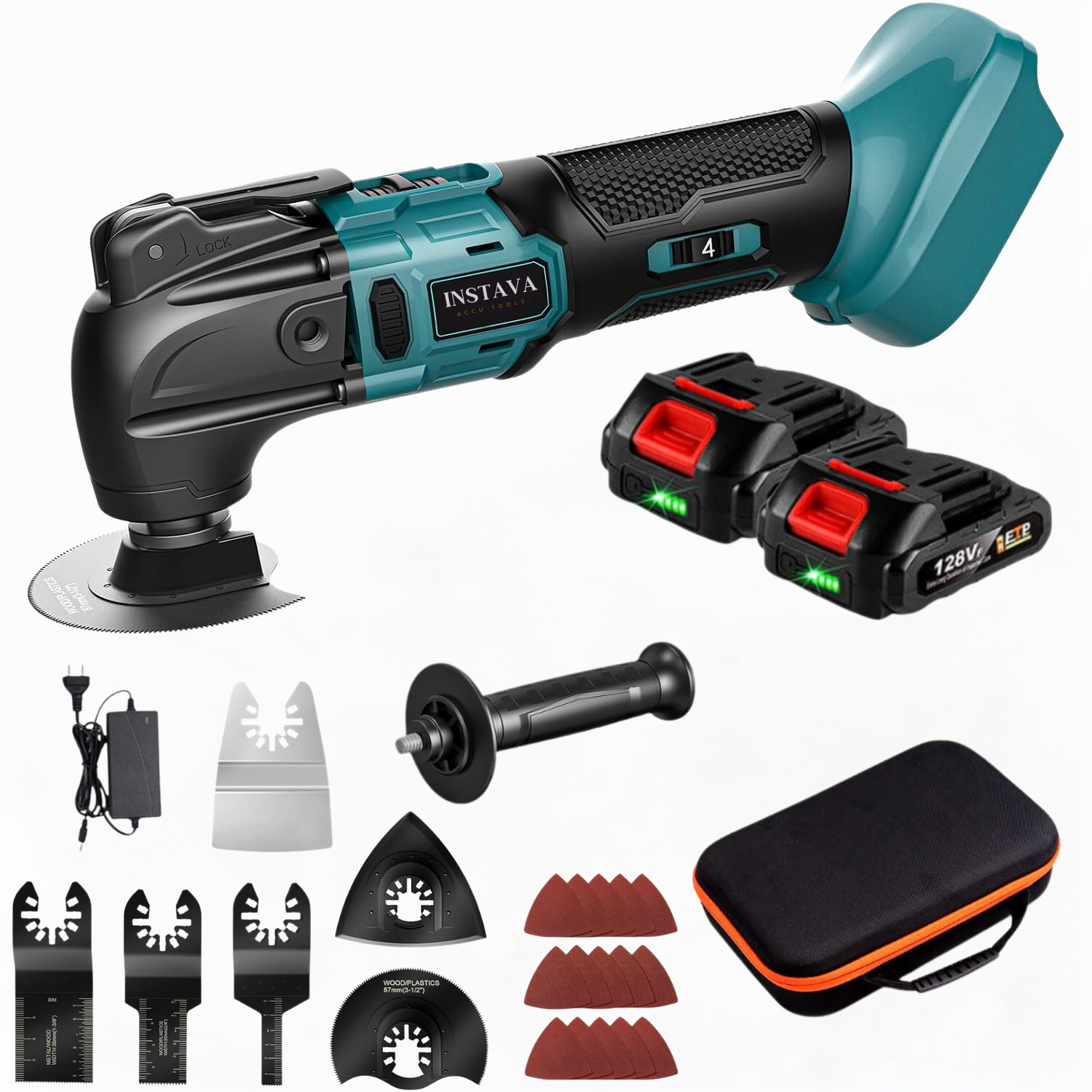 Multitool - Oscillerend - Geschikt Voor Makita 18v Accu - 6 Aan Te Passen Niveaus - 7 Opzetstukken & 15x Schuurpapier