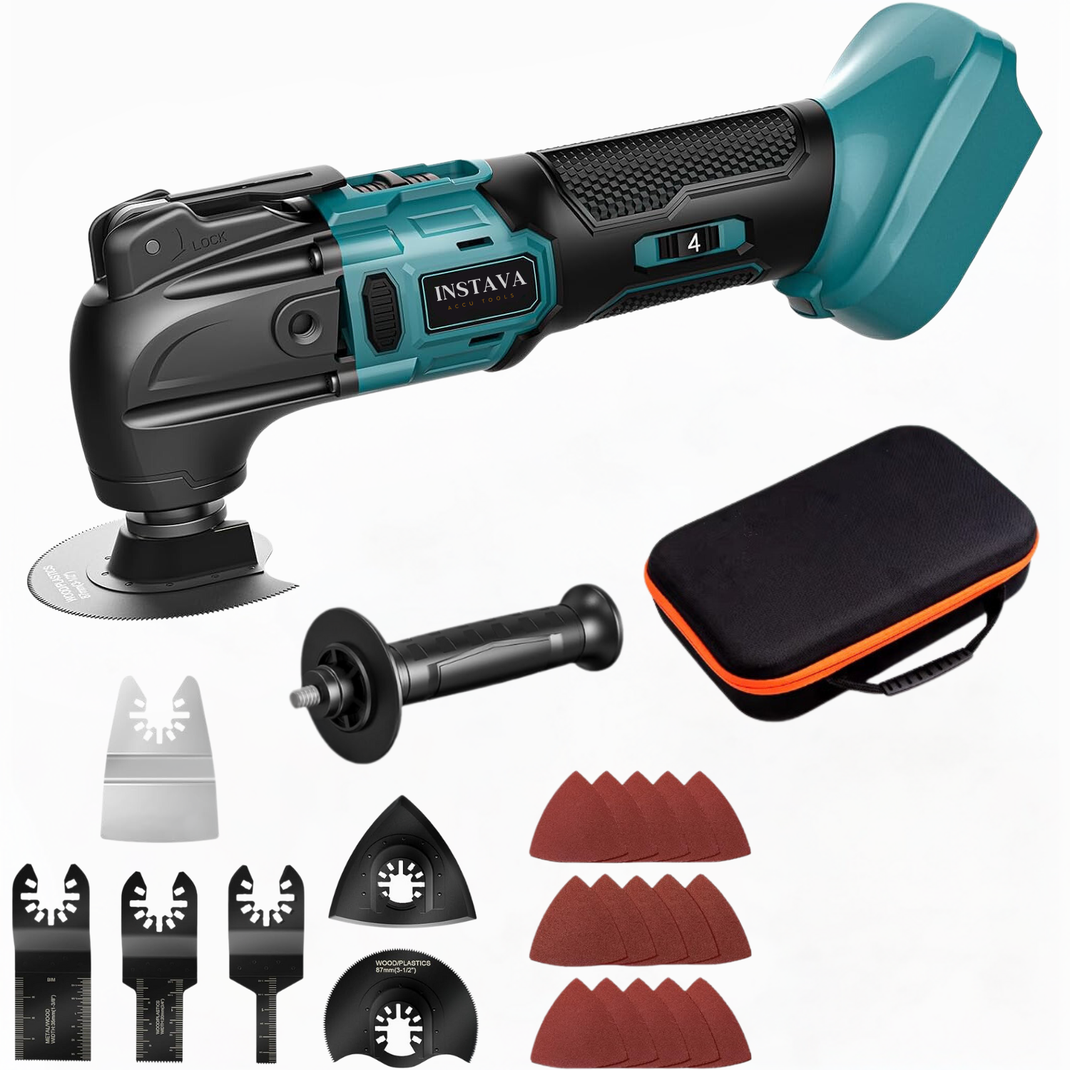 Multitool - Oscillerend - Geschikt Voor Makita 18v Accu - 6 Aan Te Passen Niveaus - 7 Opzetstukken & 15x Schuurpapier - Zonder Accu