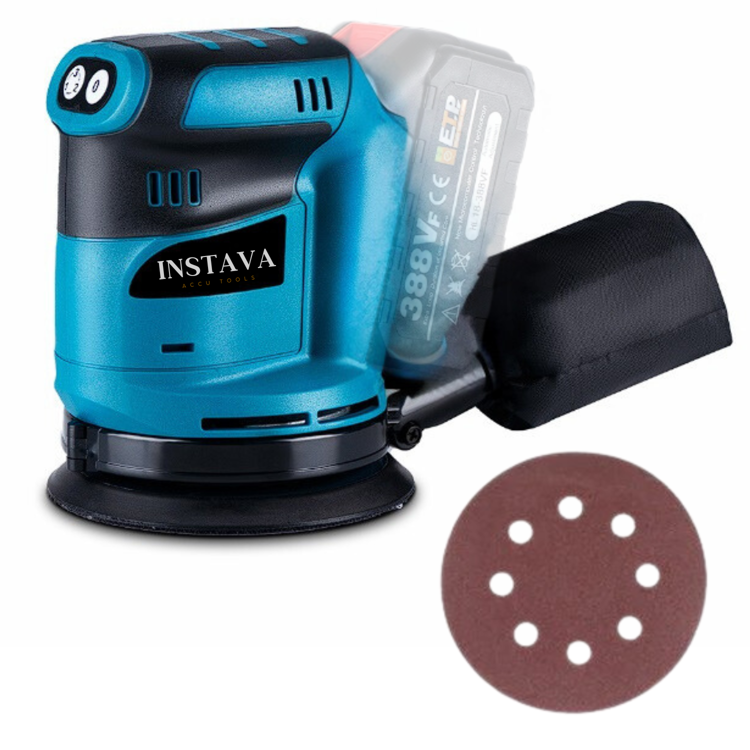 Schuurmachine - Excentrische Schuur/polijstmachine- Geschikt voor Makita accu 18v - 3 Snelheden - Ø125mm - Incl. Stofzak - Zonder Accu